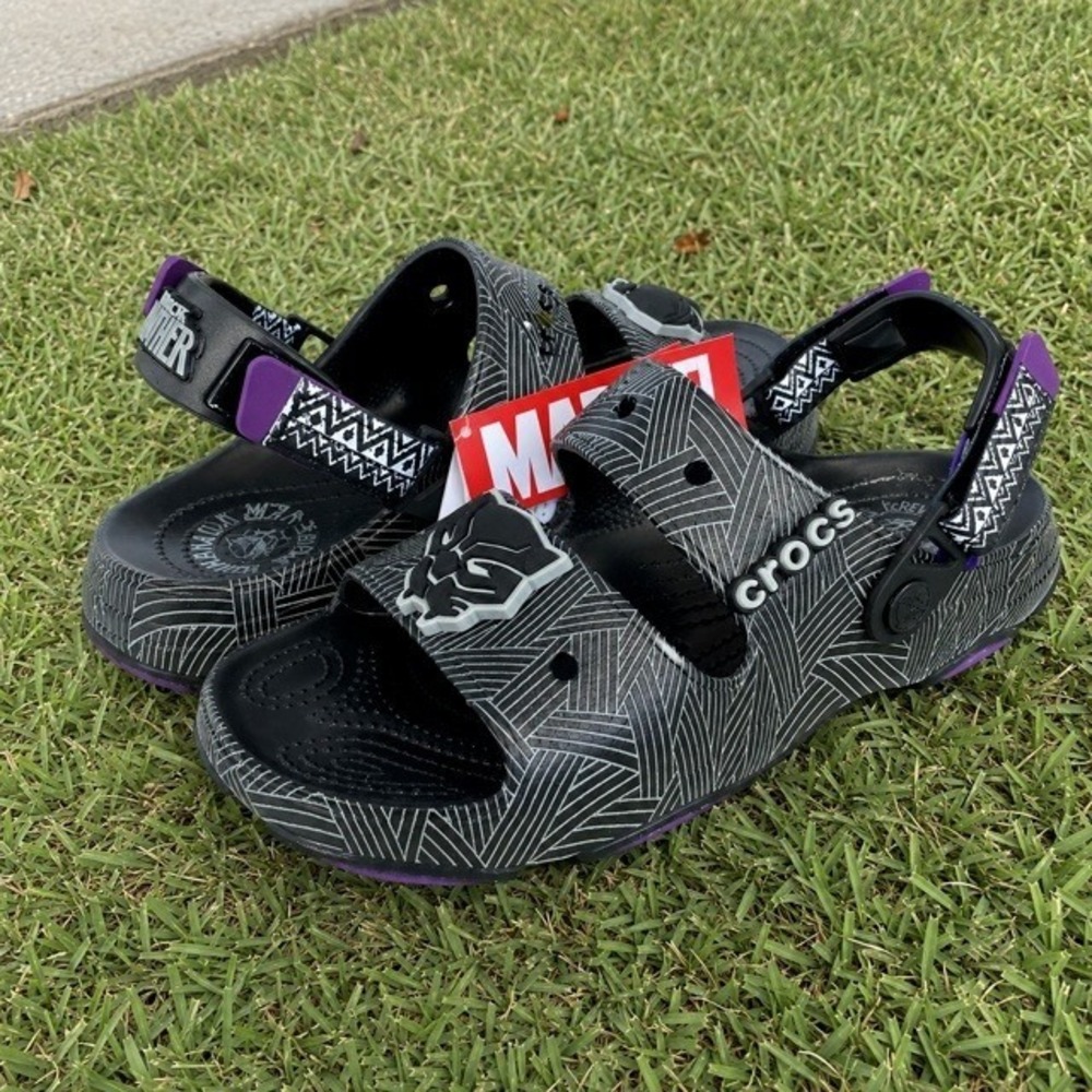 Crocs Marvel Black Panther Wakanda Forever Sandals Clogs Mens 6 Womens 8